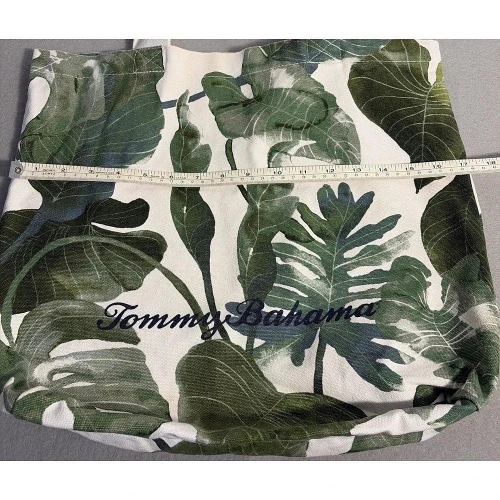 Tommy Bahama Woman's Canvas Tote, Green Floral Summer Tropical Vacation